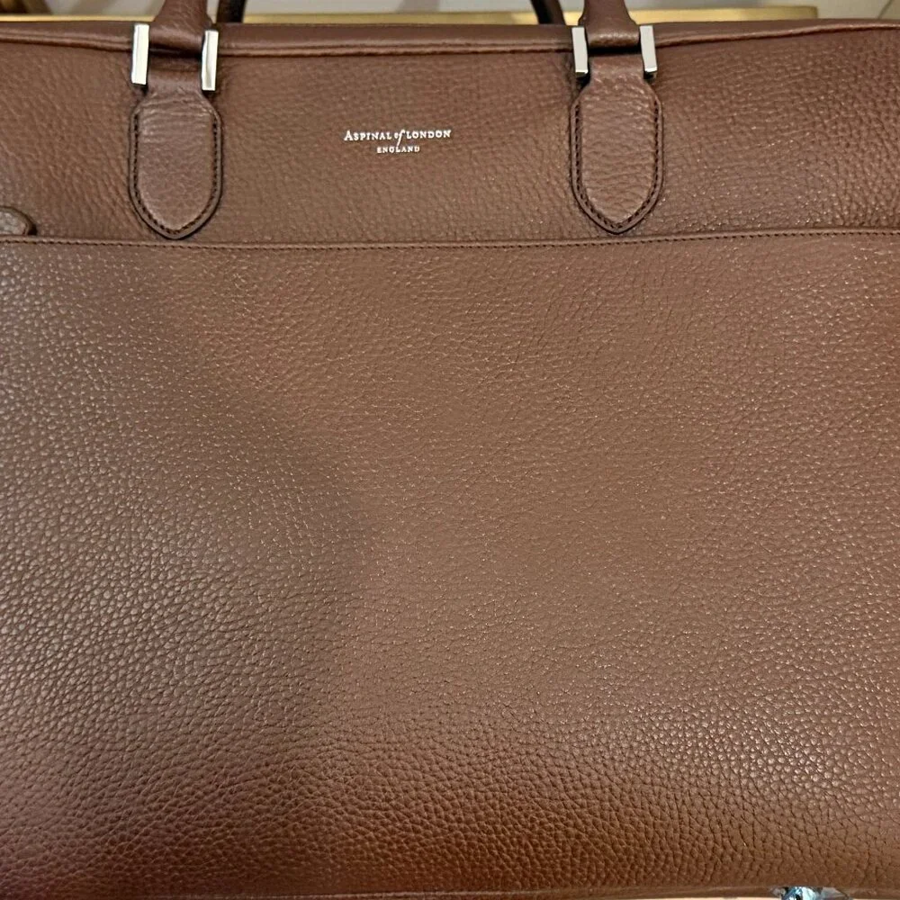 Aspinal London 48 Hour Mount Street Duffle Weekender Brown Leather Travel Bag - Picture 2 of 8